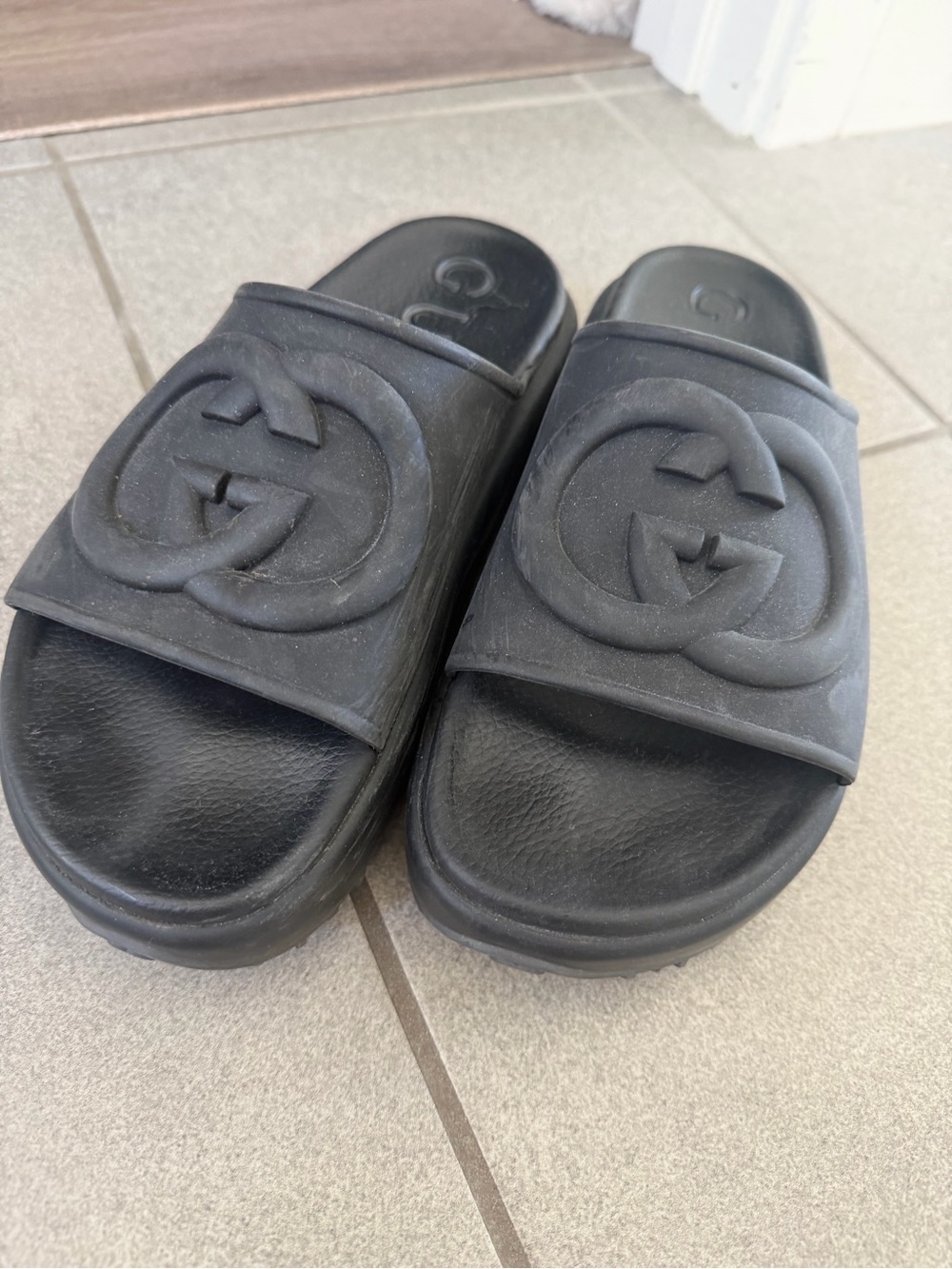 Gucci Black Logo Slide platform slides - women 39